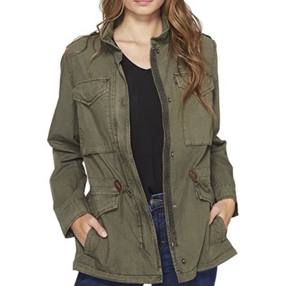 Levi’s Military Utility Jacket Small Olive Green Parachute Army Style Women